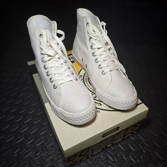 Unisex Hood High Top Canvas Sneakers White/Tan Size 8.5 - Picture 7 of 7